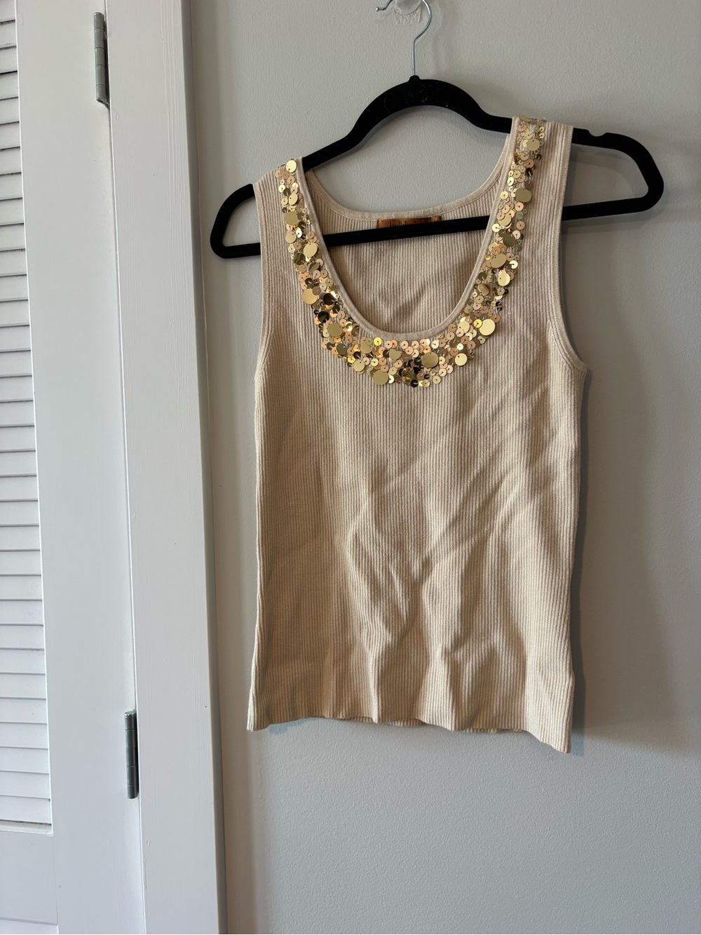 Y2K Sequined Scoop Neck Tank Top